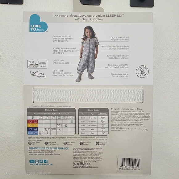 Love to Dream Premium Sleep Suit - Gray and White - Picture 4 of 4